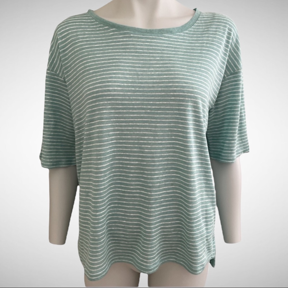 Nicole Miller Bateau Neck Linen T-Shirt